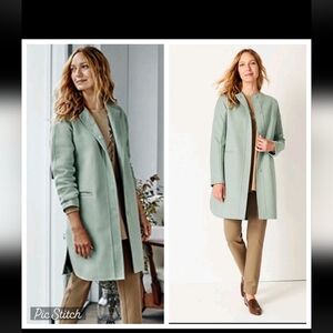 J Jill Community Layering Modern Style Wool Pastel Blueish Green Coat Size Small